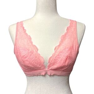 Victoria's Secret PINK Lace Plunge Bralette Size Large Coquette Fairy Soft Girl
